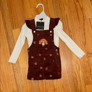 Gymboree Brown Corduroy Jumper with White Top